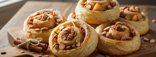 Caracóis de Massa Folhada com Granola de Maçã e Canela Meal4You