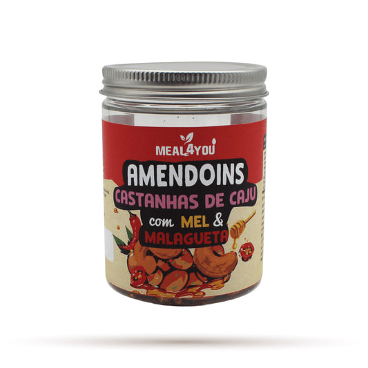 Amendoins castanhas de caju com mel e malagueta