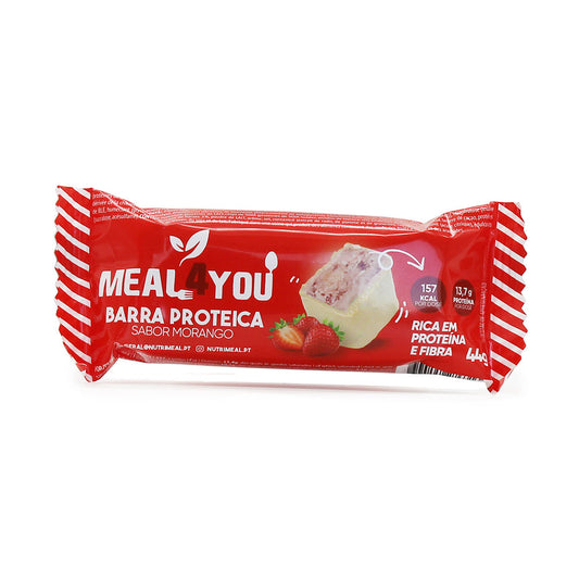 Barra proteica sabor morango cobertura chocolate branco Meal4You 44g