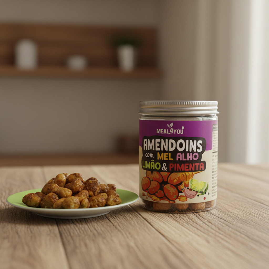 Amendoins com mel alho limão e pimenta