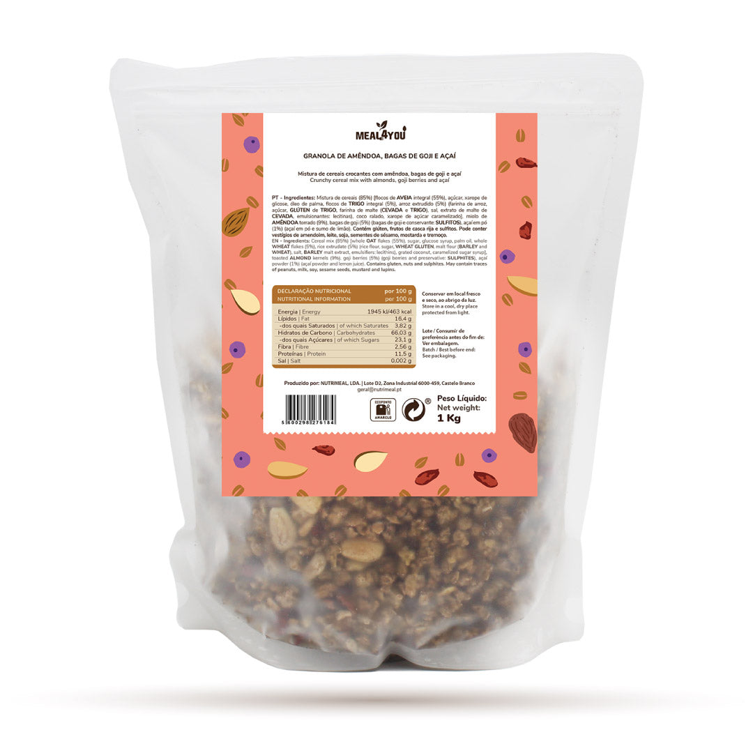 Granola de Amêndoa, Bagas de Goji e Açaí - 300 g
